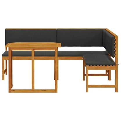 Set Panchina da Giardino 3 pcs Marrone legno massello di acacia