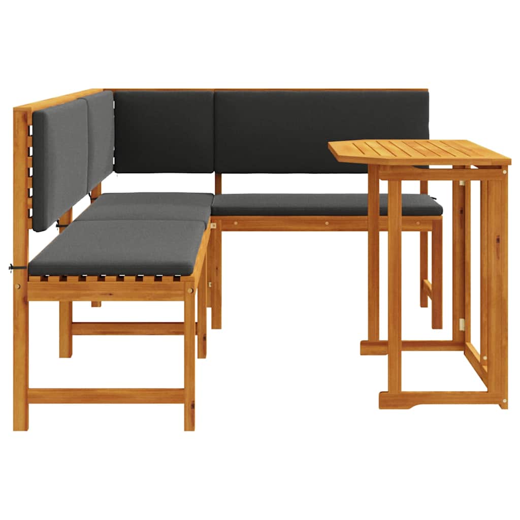 Set Panchina da Giardino 3 pcs Marrone legno massello di acacia