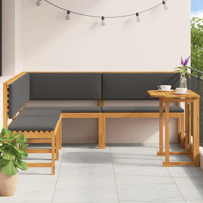 Set Panchina da Giardino 4 pcs Marrone legno massello di acacia