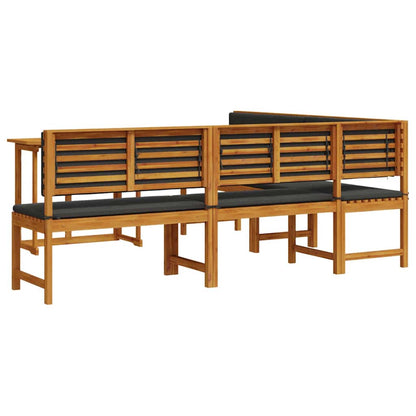 Set Panchina da Giardino 4 pcs Marrone legno massello di acacia