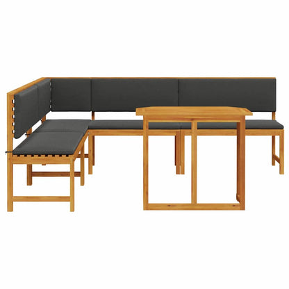 Set Panchina da Giardino 4 pcs Marrone legno massello di acacia