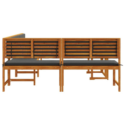 Set Panchina da Giardino 4 pcs Marrone legno massello di acacia