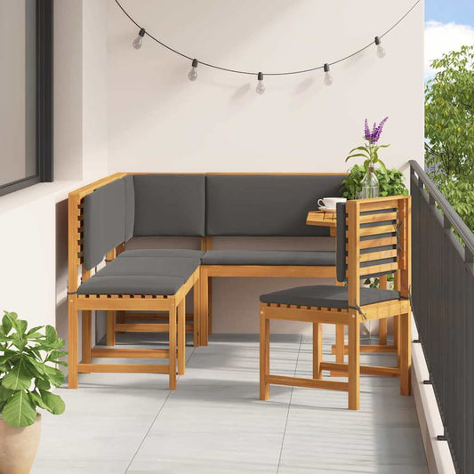 Set Bistro da Giardino 6 pcs Marrone legno massello di acacia