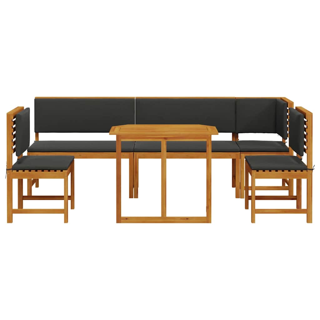 Set Bistro da Giardino 6 pcs Marrone legno massello di acacia