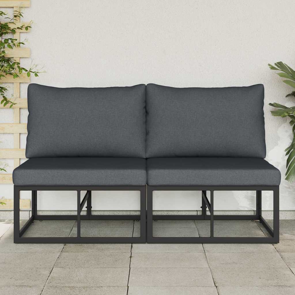 Mobili da Esterno con cuscino con cuscino Nero Alluminio - homemem39