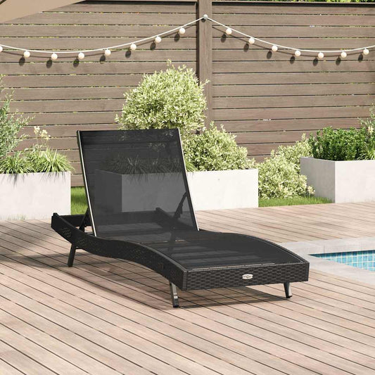 Lettino Nero 70 x 197 x 82 cm Rattan Sintetico e Metallo