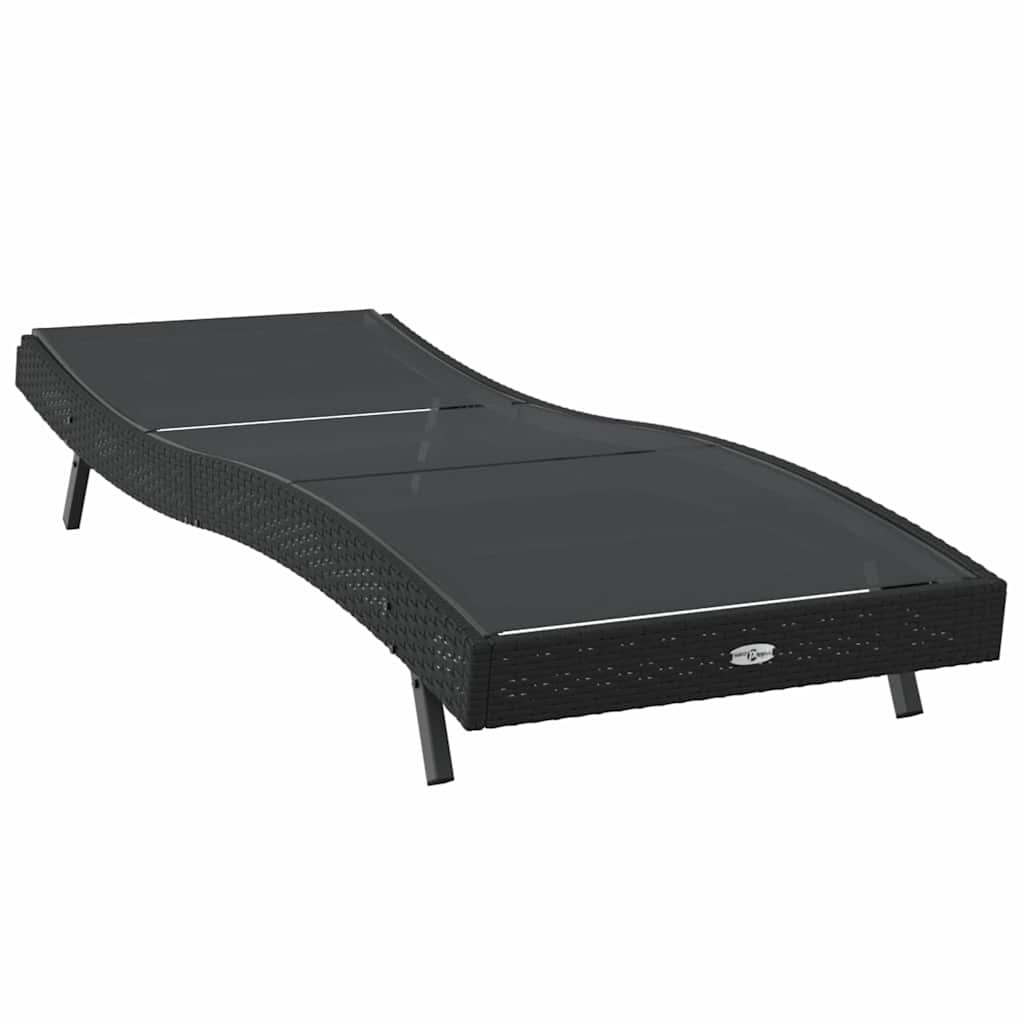 Lettino Nero 70 x 197 x 82 cm Rattan Sintetico e Metallo