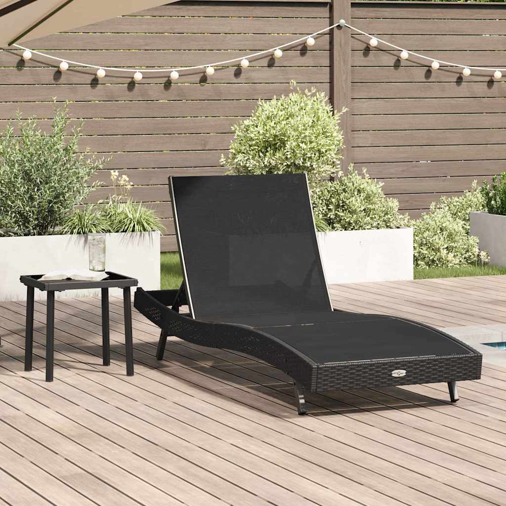 Lettino da sole con tavolo 2 pcs Nero 40 x 40 x 40.5 cm