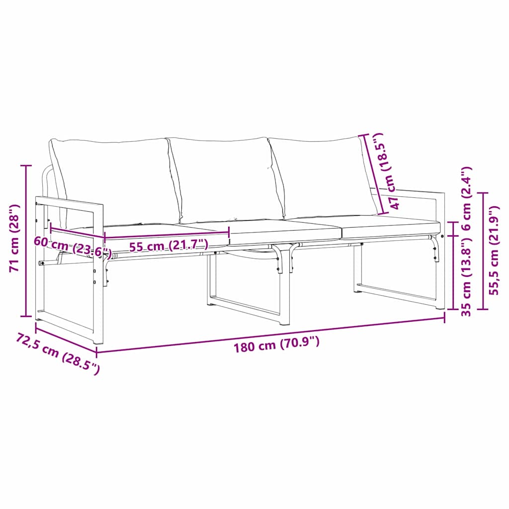Arredamento da Giardino Grigio chiaro 180 x 72,5 x 71 cm | homemem39