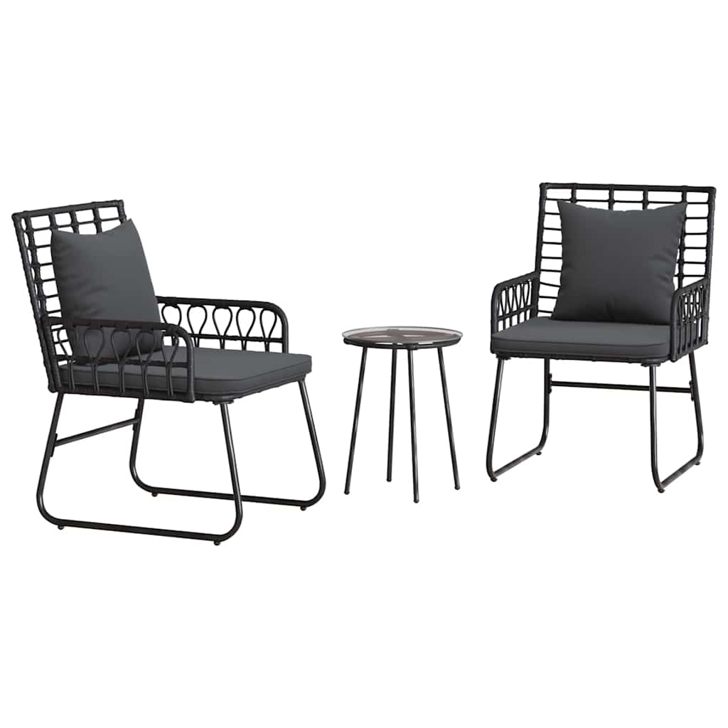 Set da Pranzo per Giardino 3 pcs Nero e antracite - homemem39