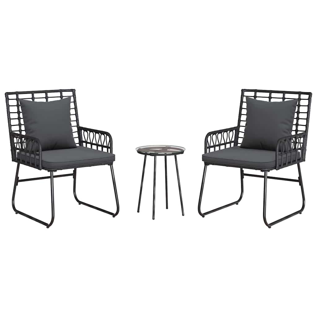 Set da Pranzo per Giardino 3 pcs Nero e antracite - homemem39