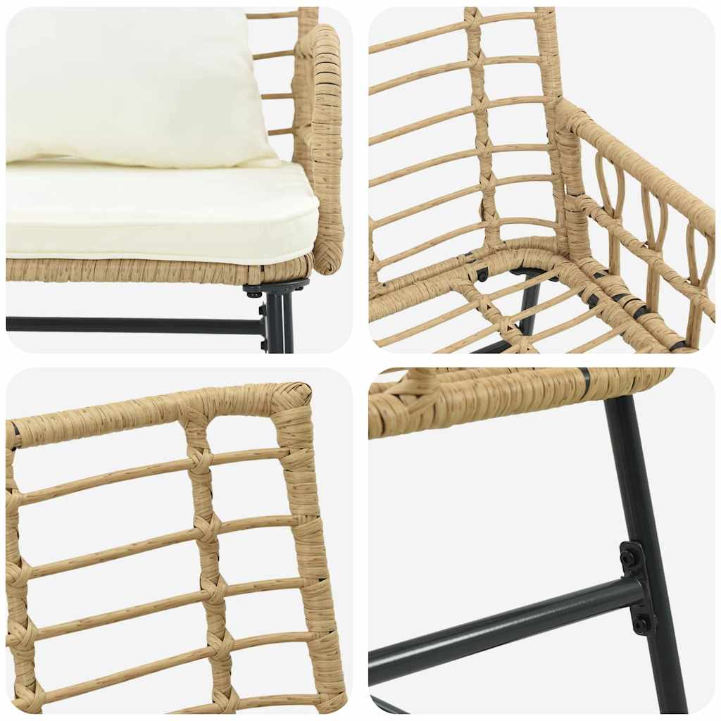 Panchina da giardino Marrone e Crema Rattan sintetico, acciaio - homemem39
