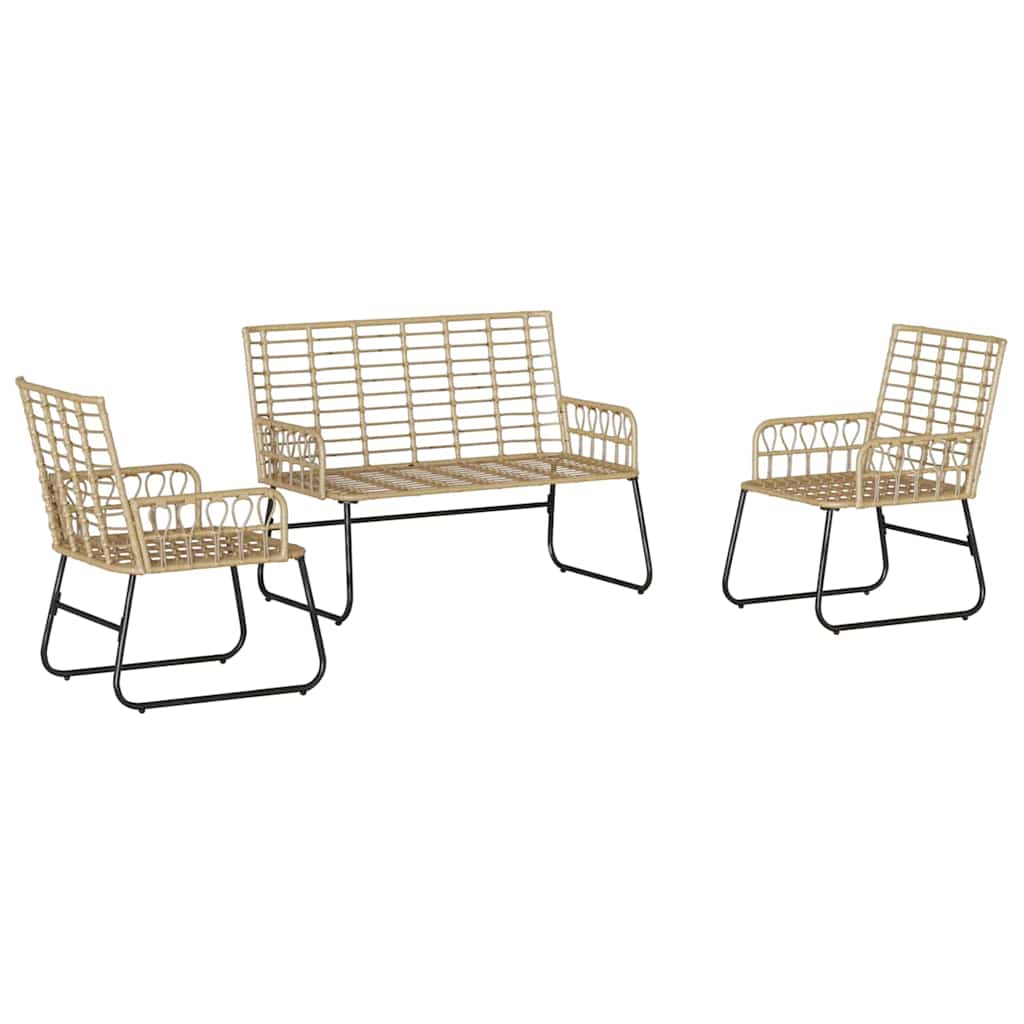 Set da Pranzo per Giardino 3 pcs Marrone e Crema - homemem39
