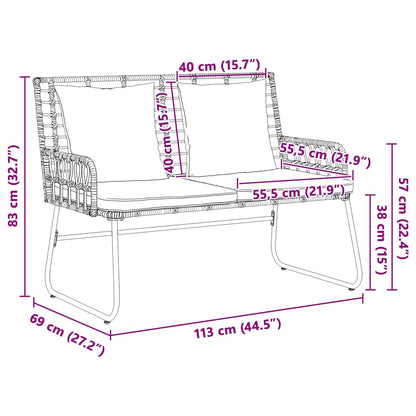 Set da Pranzo per Giardino 3 pcs Marrone e Crema polyrattan | homemem39