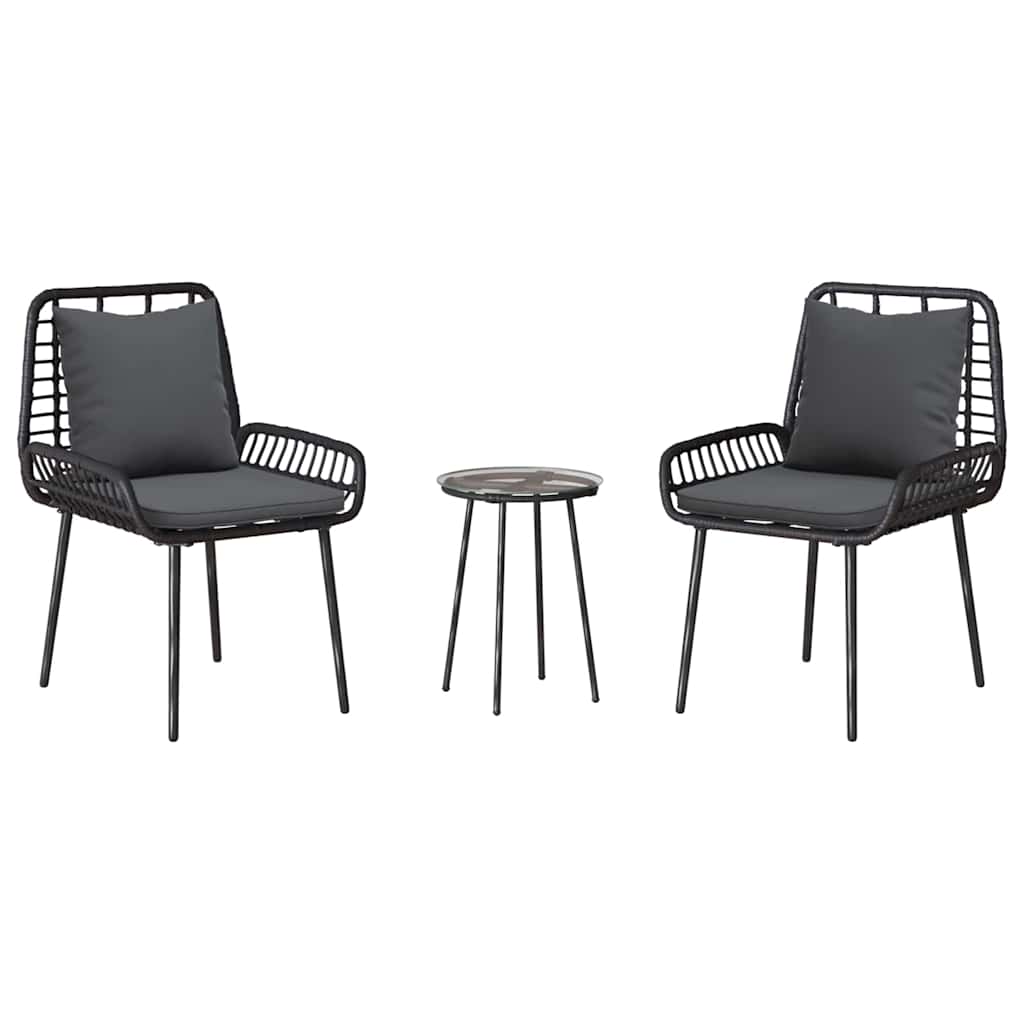 Set da Pranzo per Giardino 3 pcs Nero e antracite - homemem39