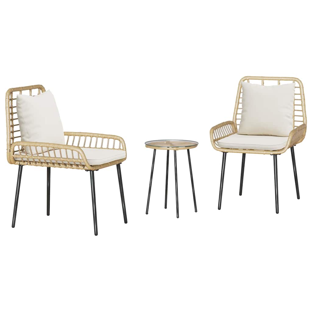 Set da Pranzo per Giardino 3 pcs Marrone e Nero e Panna - homemem39