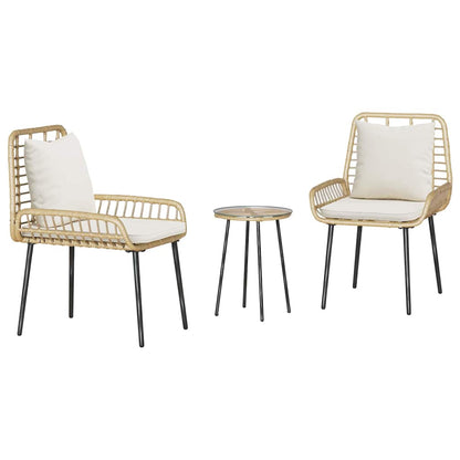 Set da Pranzo per Giardino 3 pcs Marrone e Nero e Panna - homemem39