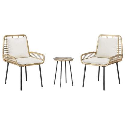 Set da Pranzo per Giardino 3 pcs Marrone e Nero e Panna - homemem39