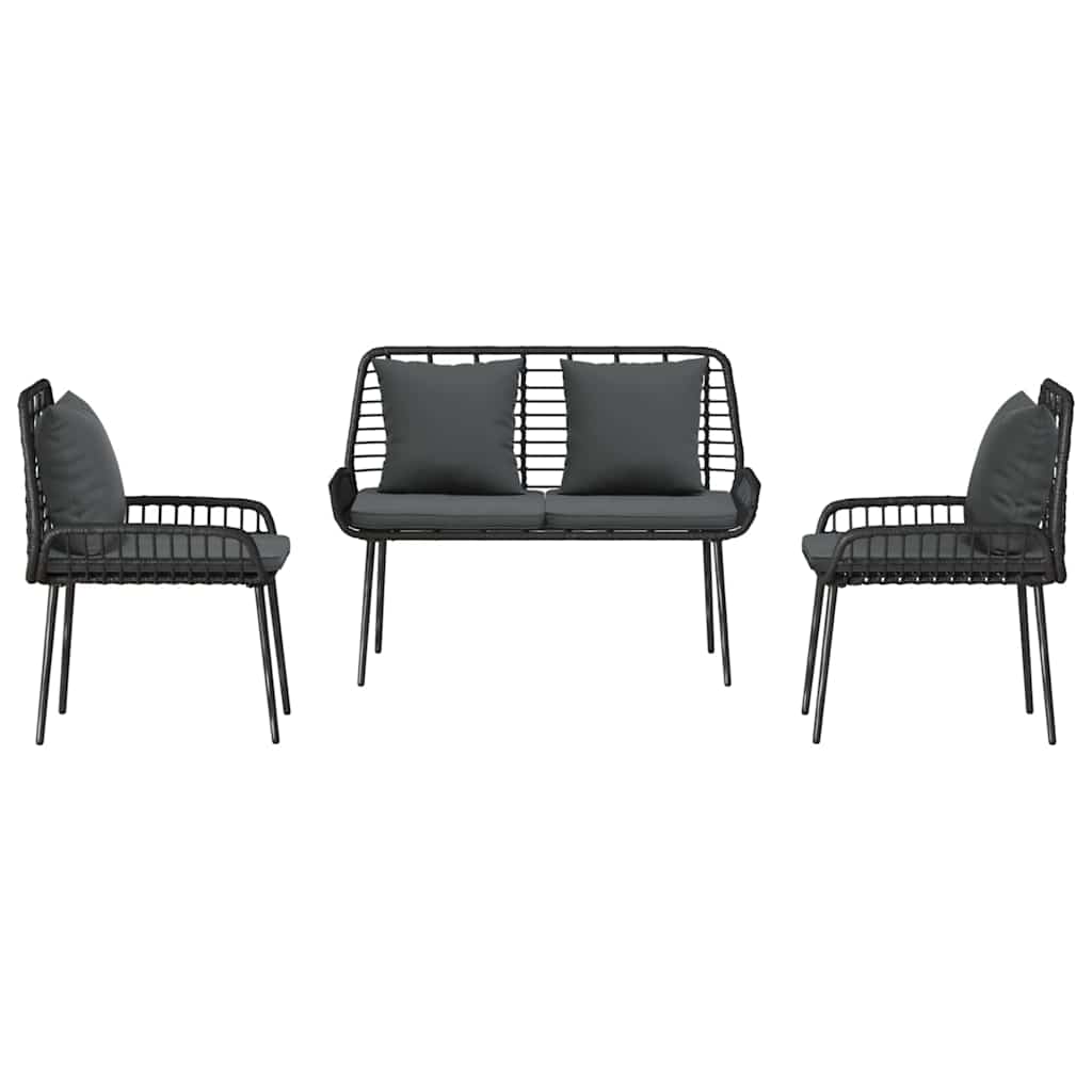 Set da Pranzo per Giardino 3 pcs Nero e antracite - homemem39