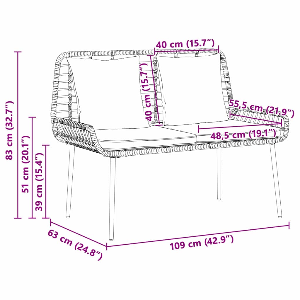 Set da Pranzo per Giardino 3 pcs Nero e antracite - homemem39