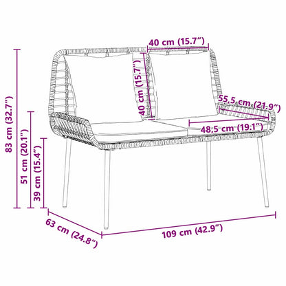 Set da Pranzo per Giardino 3 pcs Marrone e Crema polyrattan | homemem39