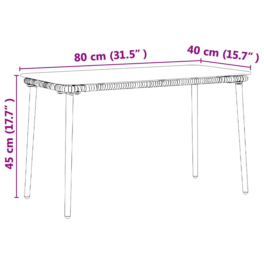 Tavolo da Giardino Nero 80 x 40 x 45 cm polyrattan | homemem39