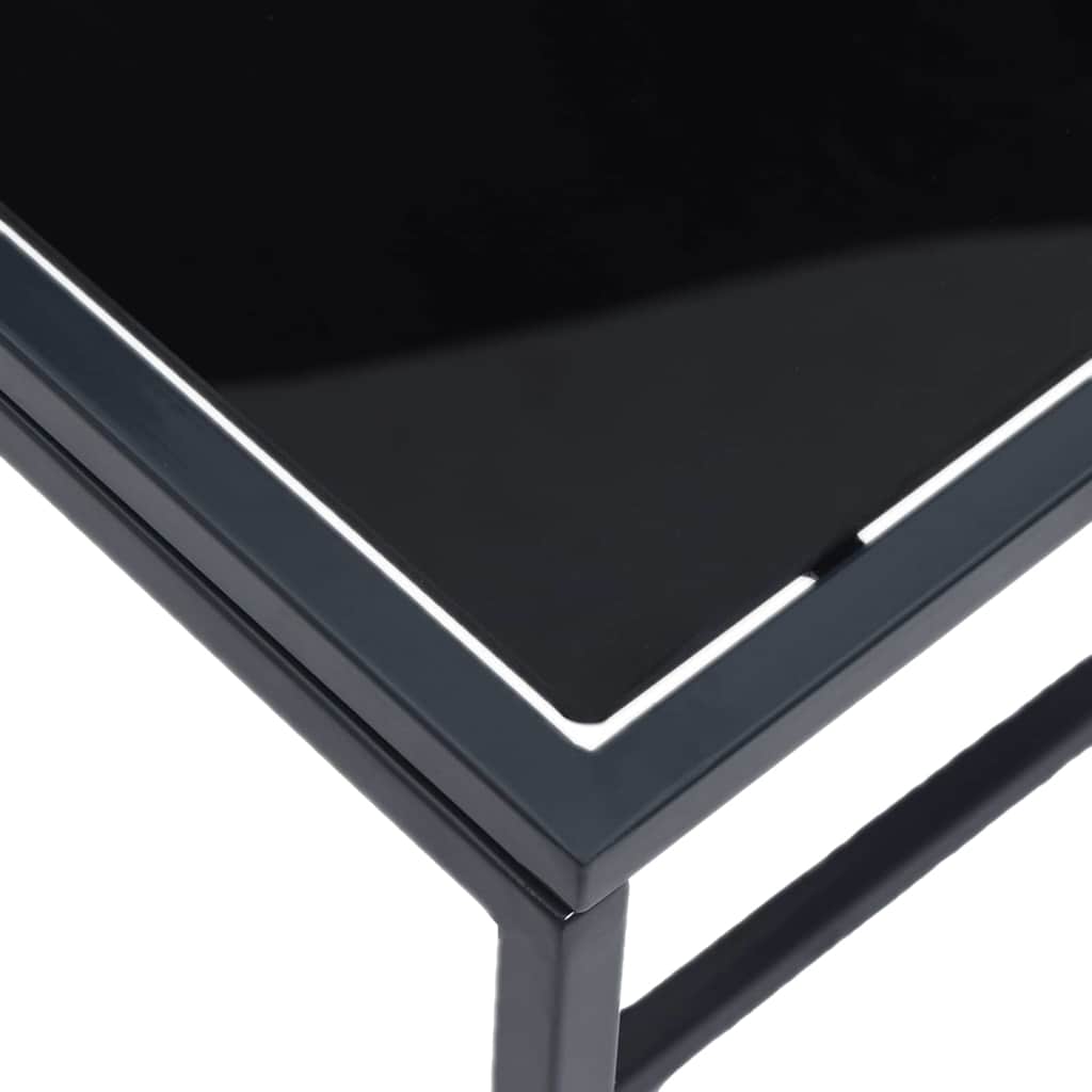 Lettini da sole con tavolo 2-persona 3 pcs Nero e antracite