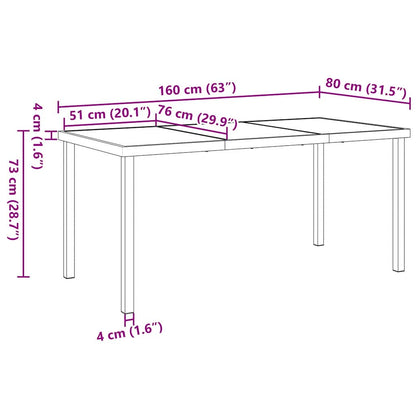 Tavolo da Giardino Nero 160 x 80 x 73 cm Legno massello di teak