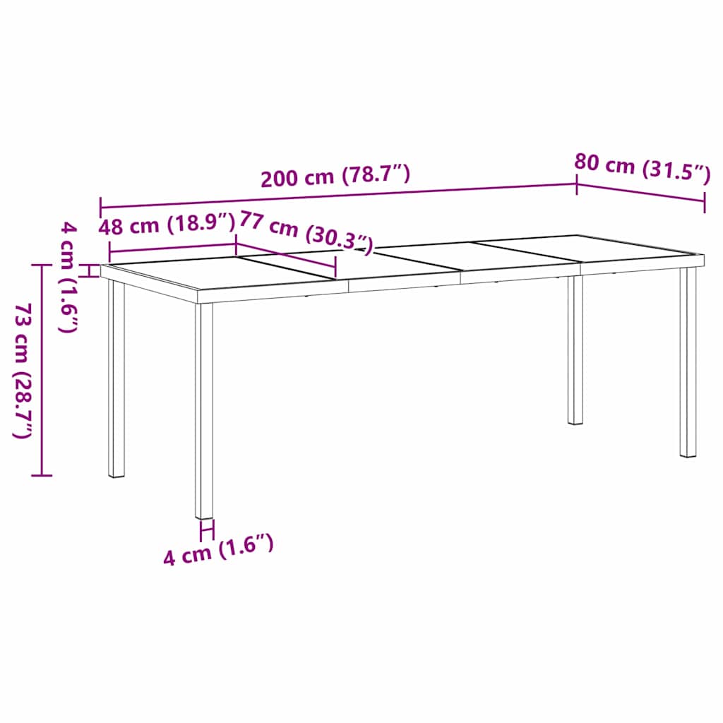 Tavolo da Giardino Nero 200 x 80 x 73 cm Metallo | homemem39