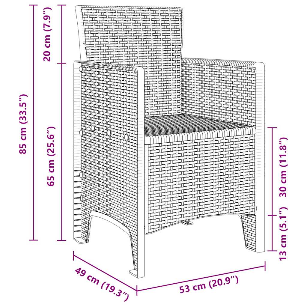 Sedia da Giardino 2 pz Grigio chiaro Polipropilene | homemem39