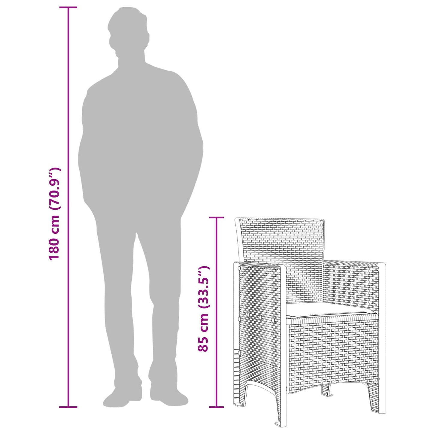 Sedia da Giardino 4 pcs Bianco 53 x 49 x 85 cm Polipropilene