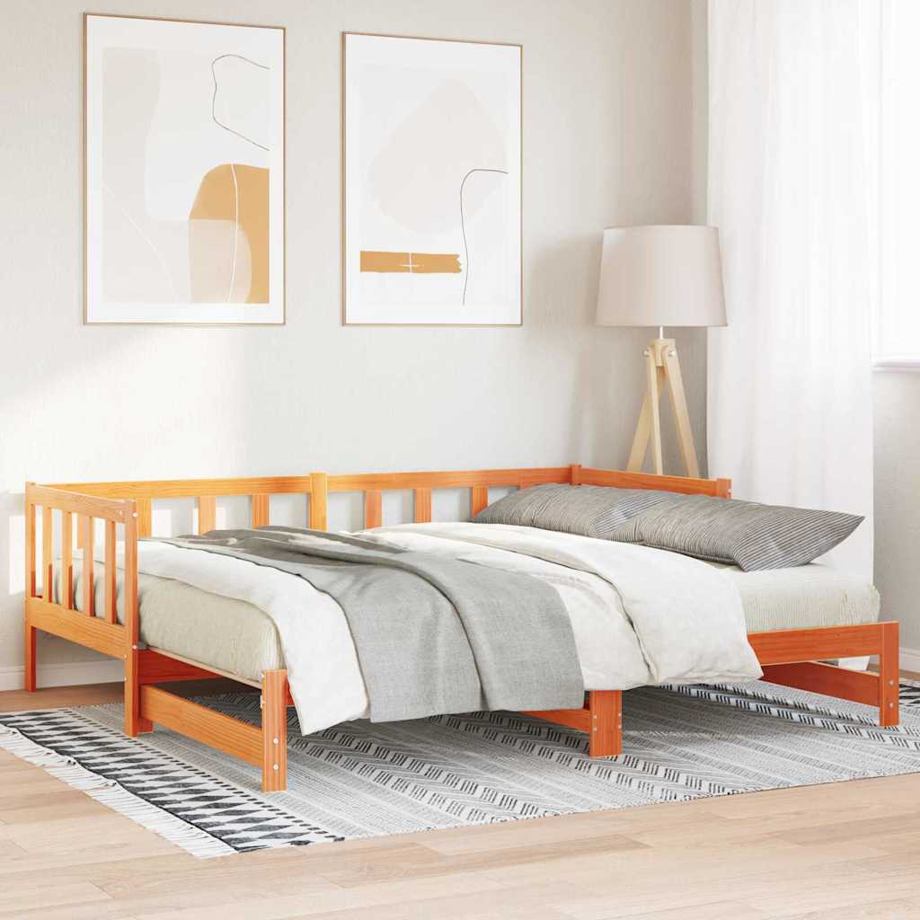 Letto Giorno Estraibile Marrone cerato 203.5 x 164 x 66 cm