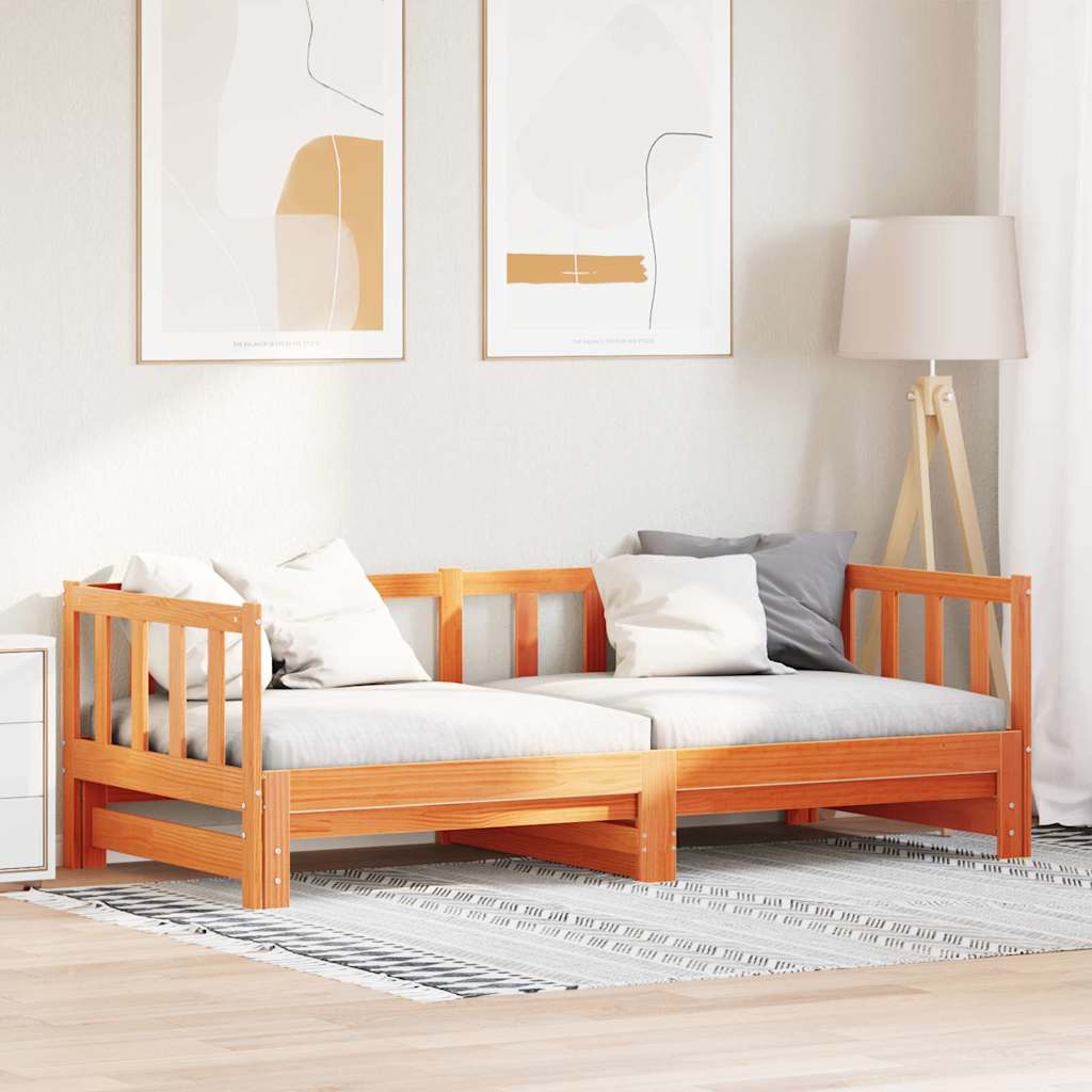 Letto Giorno Estraibile Marrone cerato 203.5 x 164 x 66 cm