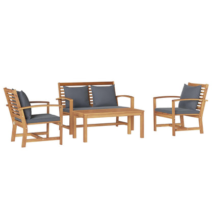 Set Divano da Giardino 4 pcs Naturale Legno di teak solido | homemem39