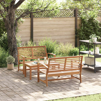 Set Divano da Giardino 3 pcs Naturale Legno di teak solido | homemem39