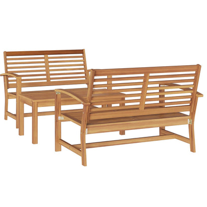 Set Divano da Giardino 3 pcs Naturale Legno di teak solido | homemem39