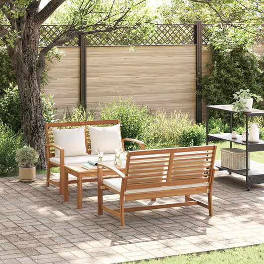 Set Divano da Giardino 3 pcs Naturale Legno di teak solido