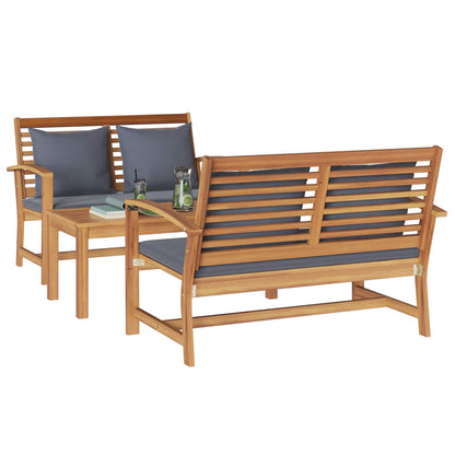 Set Divano da Giardino 3 pcs Naturale Legno di teak solido | homemem39