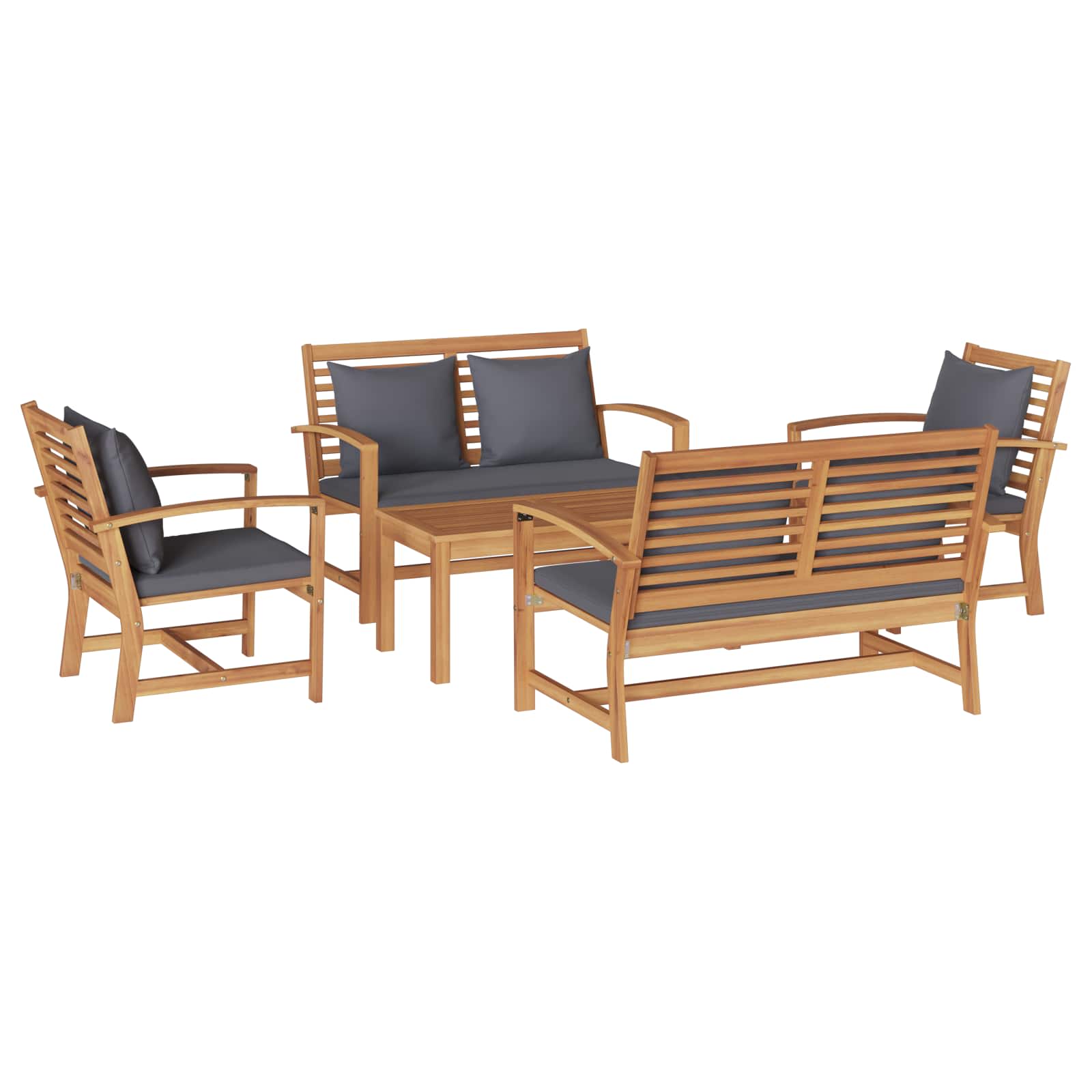 Set Divano da Giardino 5 pcs Naturale Legno di teak solido | homemem39