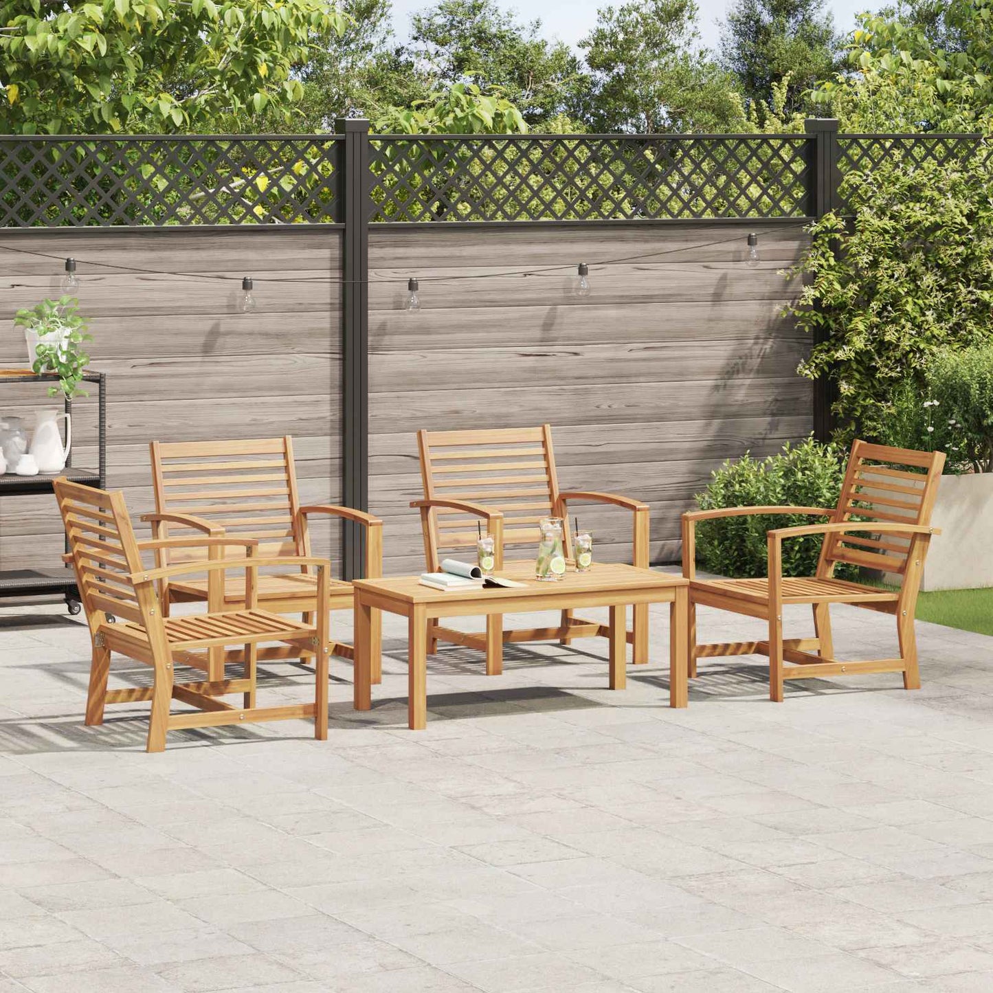 Set Divano da Giardino 5 pcs Naturale Legno di teak solido | homemem39