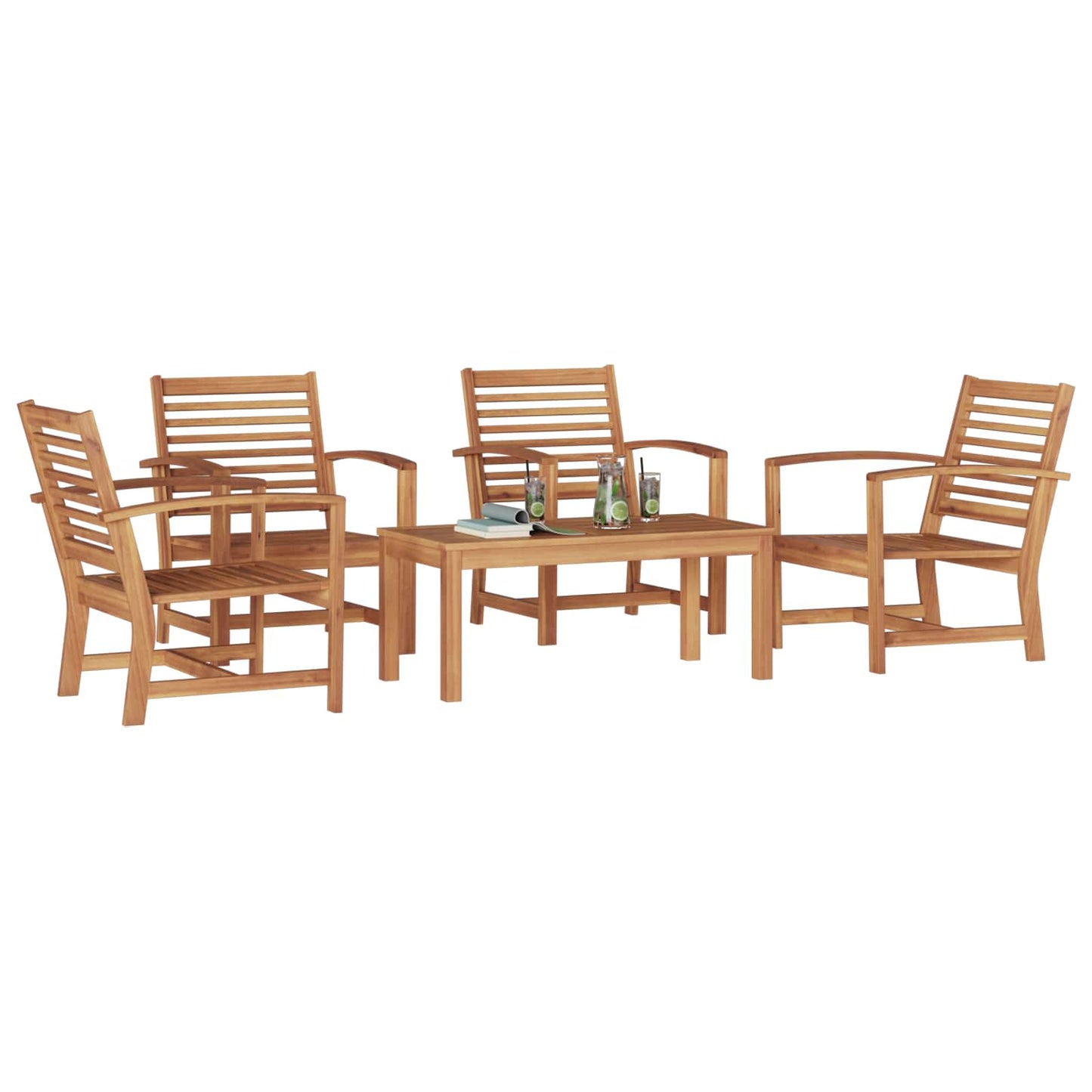 Set Divano da Giardino 5 pcs Naturale Legno di teak solido | homemem39
