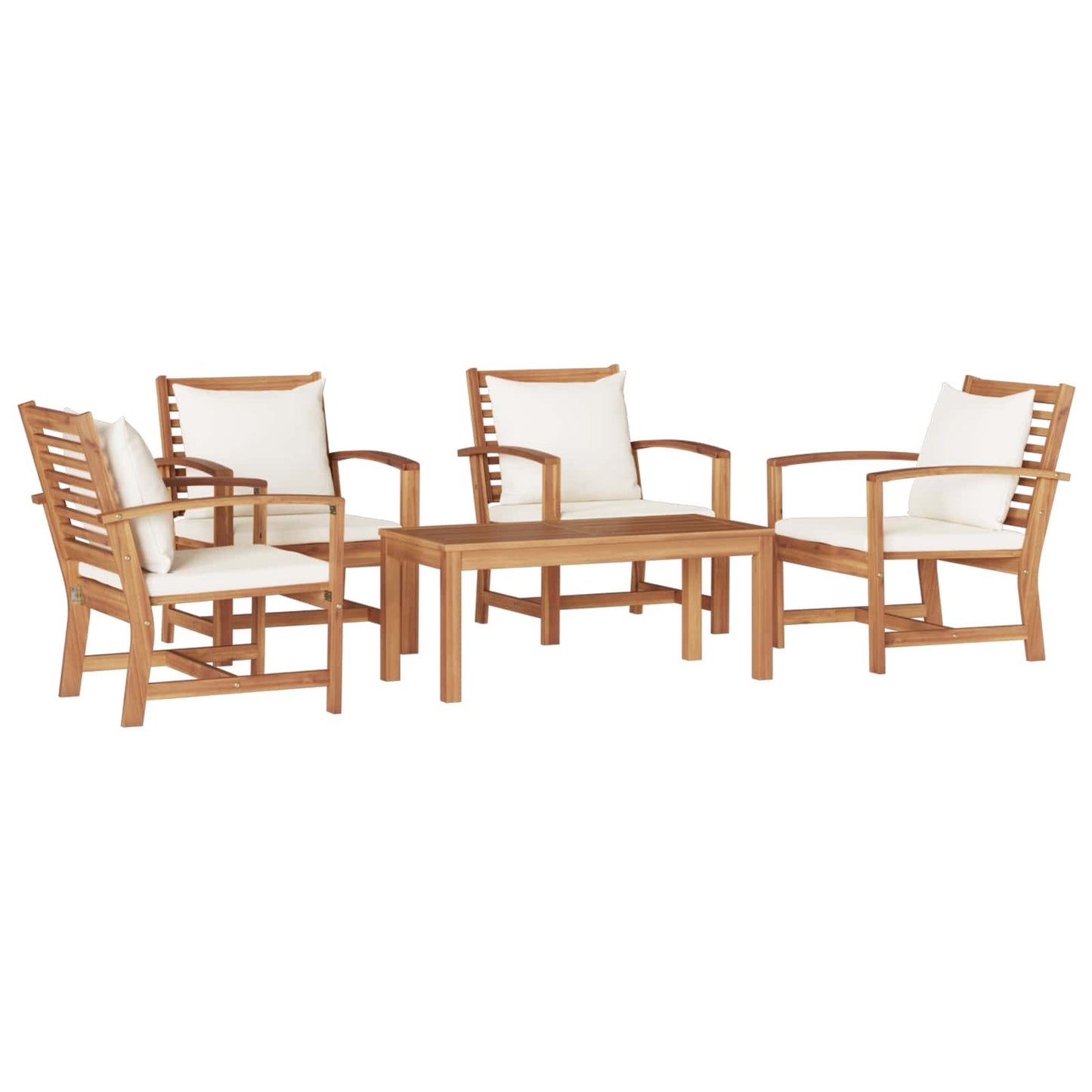 Set Divano da Giardino 5 pcs Naturale Legno di teak solido | homemem39