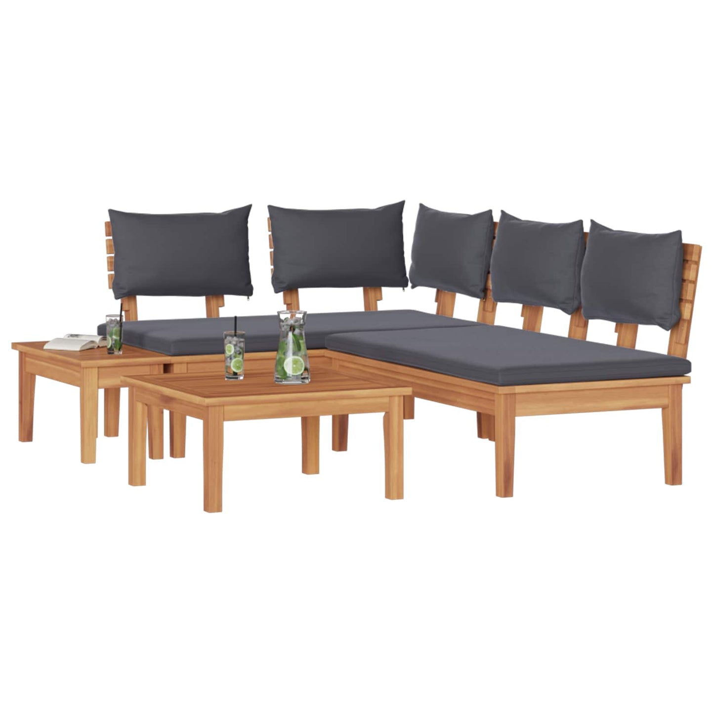 Set Divano da Giardino 4 pcs Marrone e Grigio | homemem39