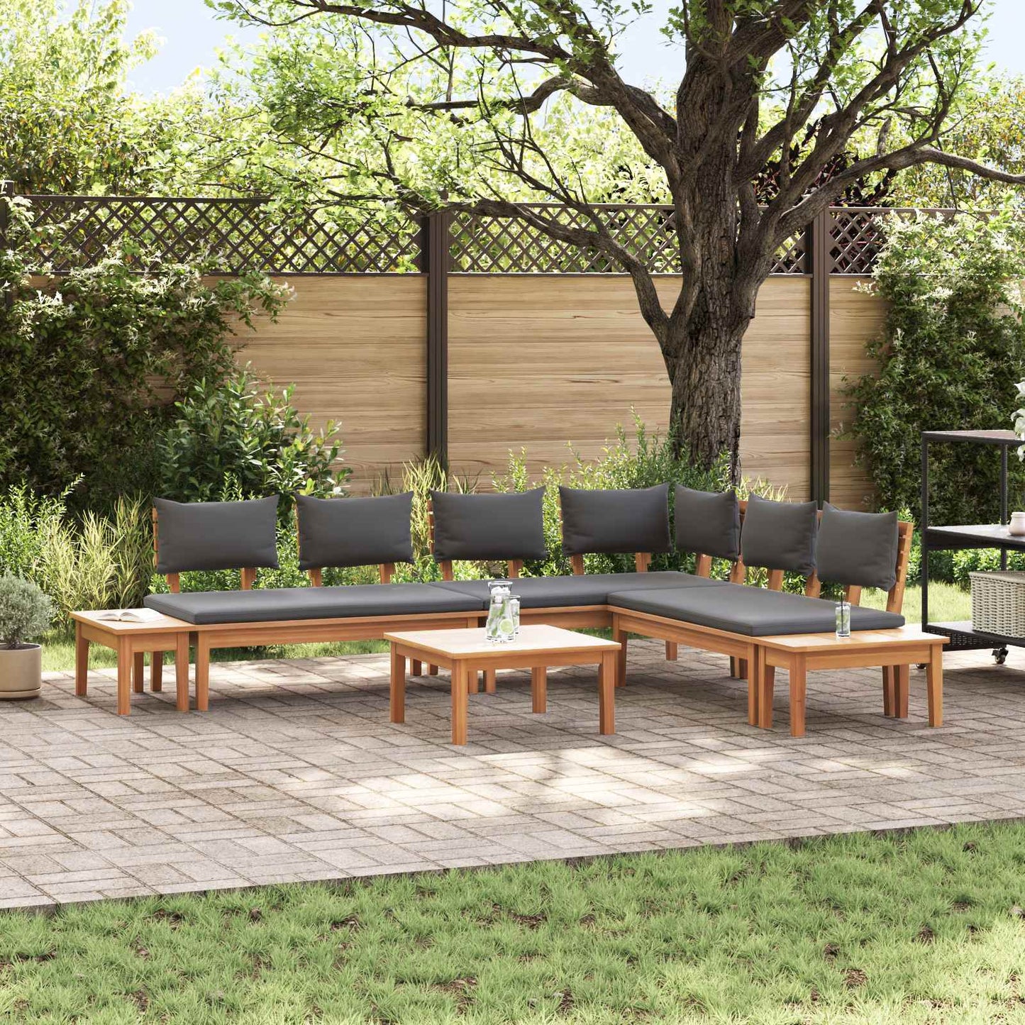 Set Divano da Giardino 3 pcs Marrone e Grigio | homemem39