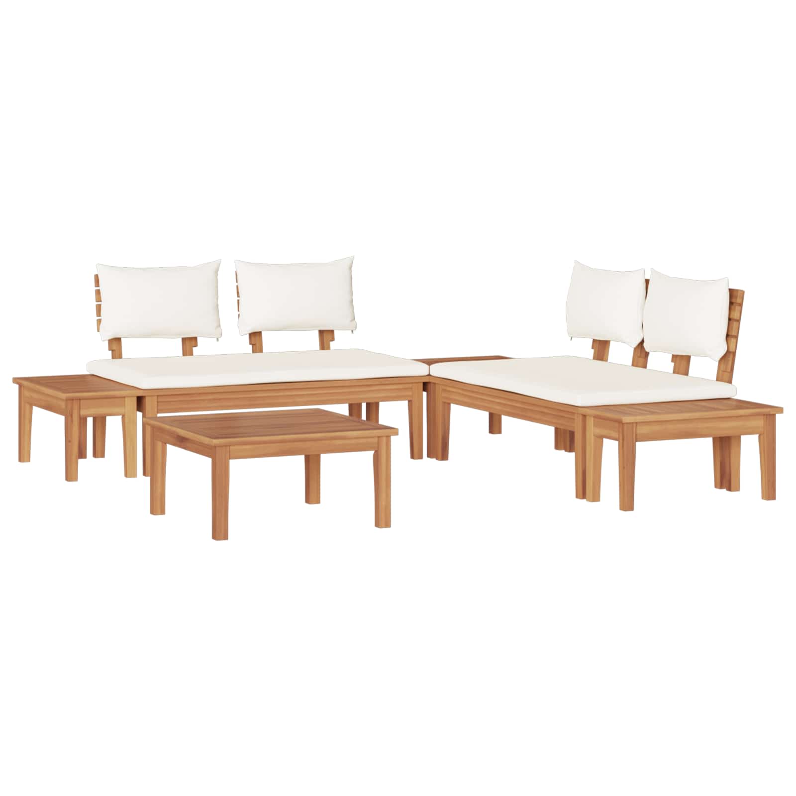 Set Divano da Giardino 3 pcs Marrone e Crema | homemem39