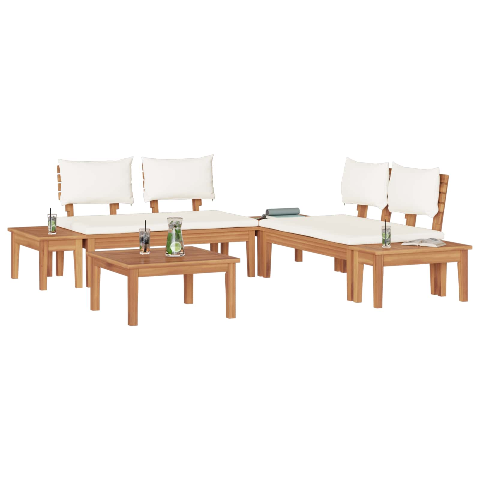 Set Divano da Giardino 3 pcs Marrone e Crema | homemem39