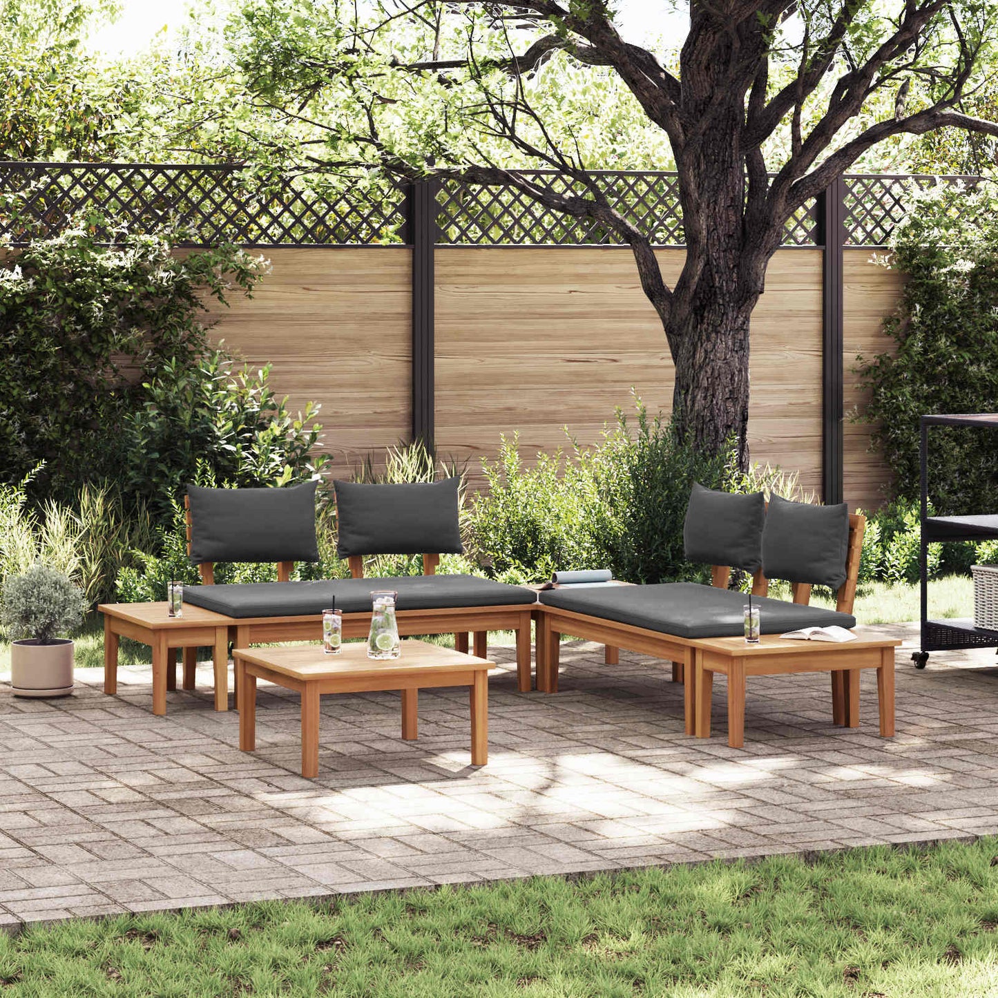Set Divano da Giardino 3 pcs Marrone e Grigio | homemem39