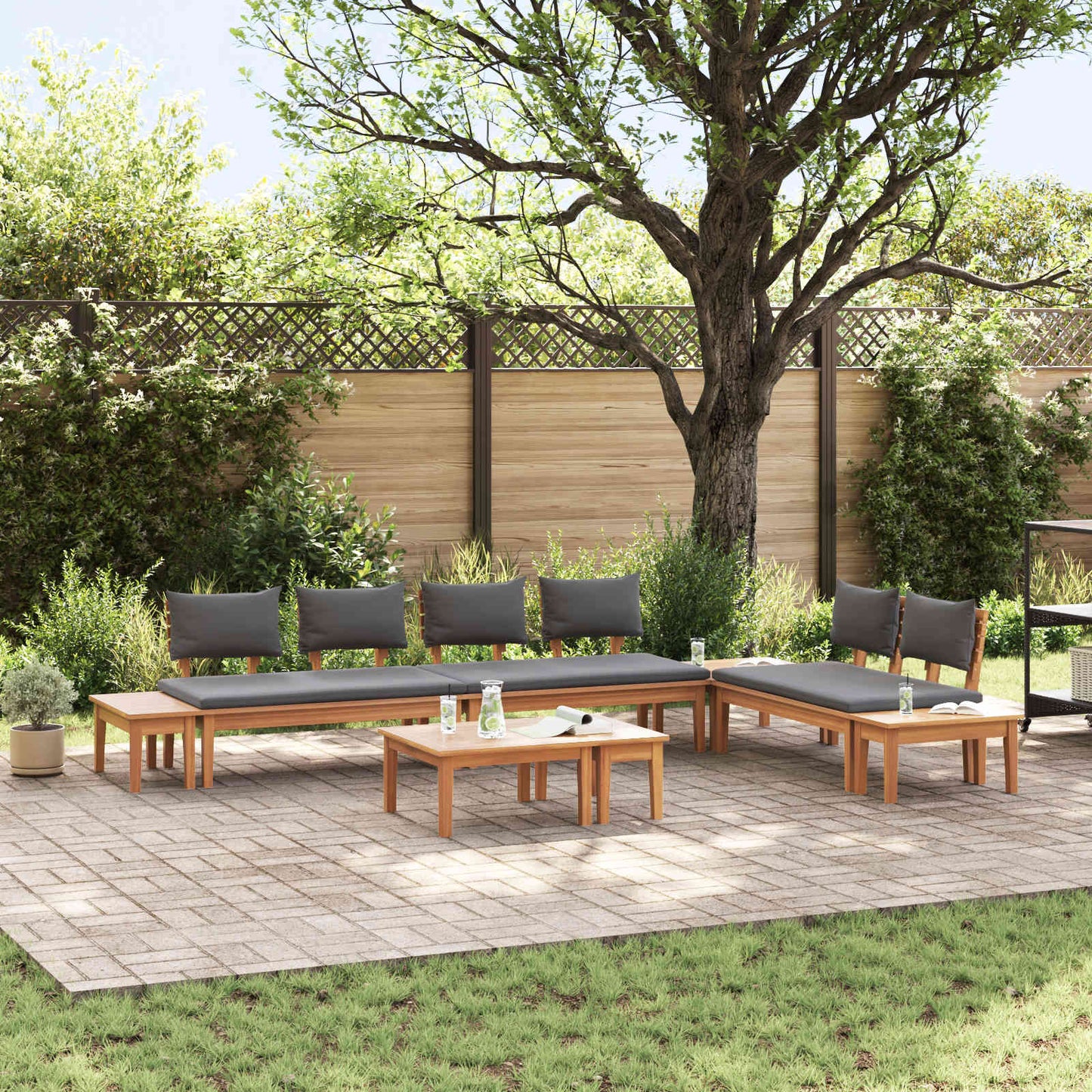 Set Divano da Giardino 5 pcs Marrone e Grigio | homemem39
