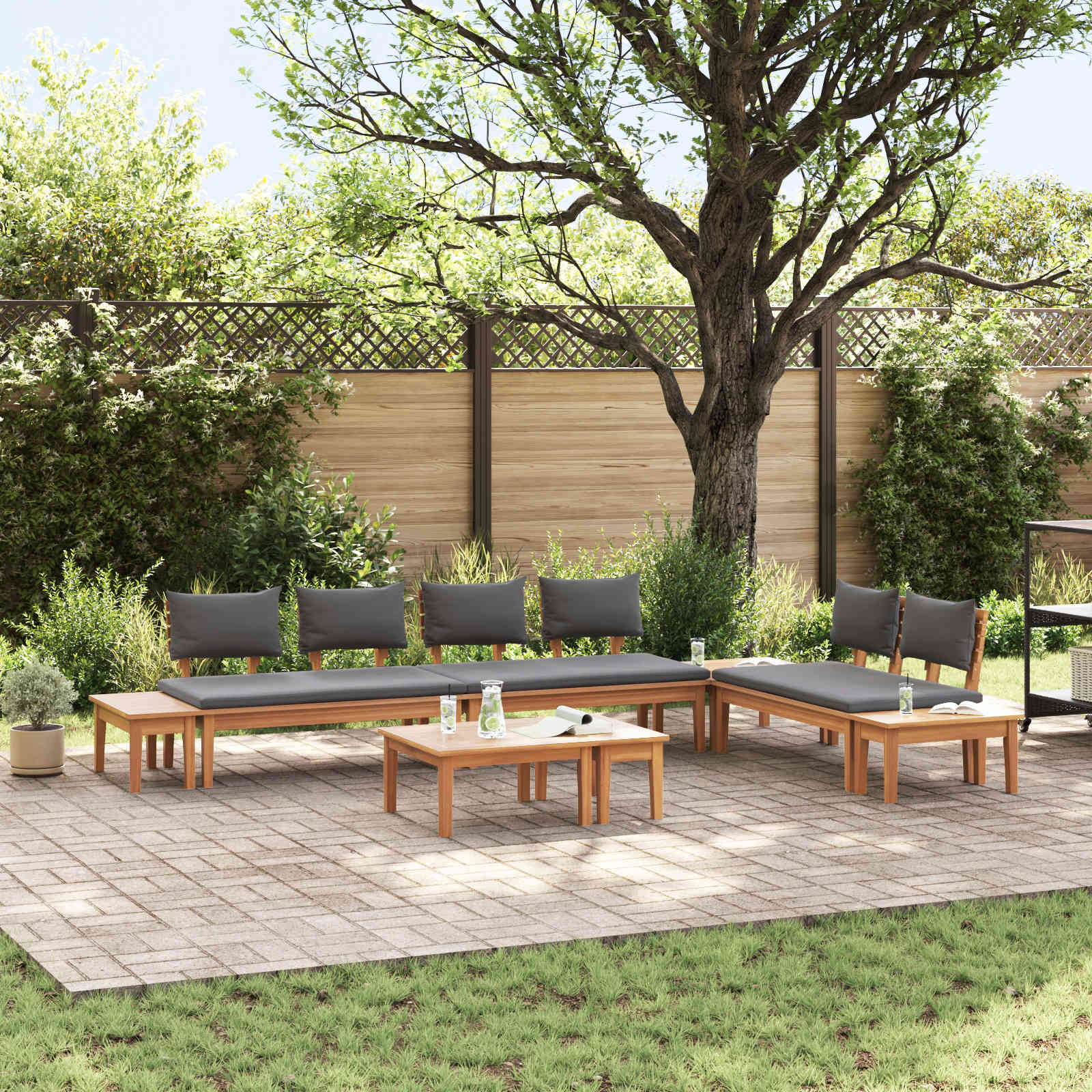 Set Divano da Giardino 5 pcs Marrone e Grigio | homemem39