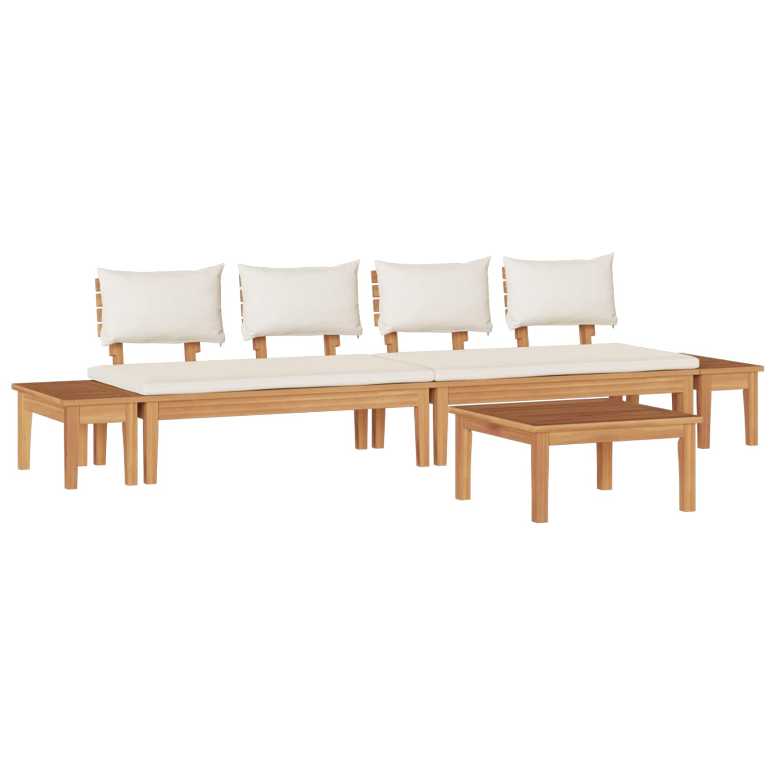Set Divano da Giardino 5 pcs Marrone e Crema | homemem39